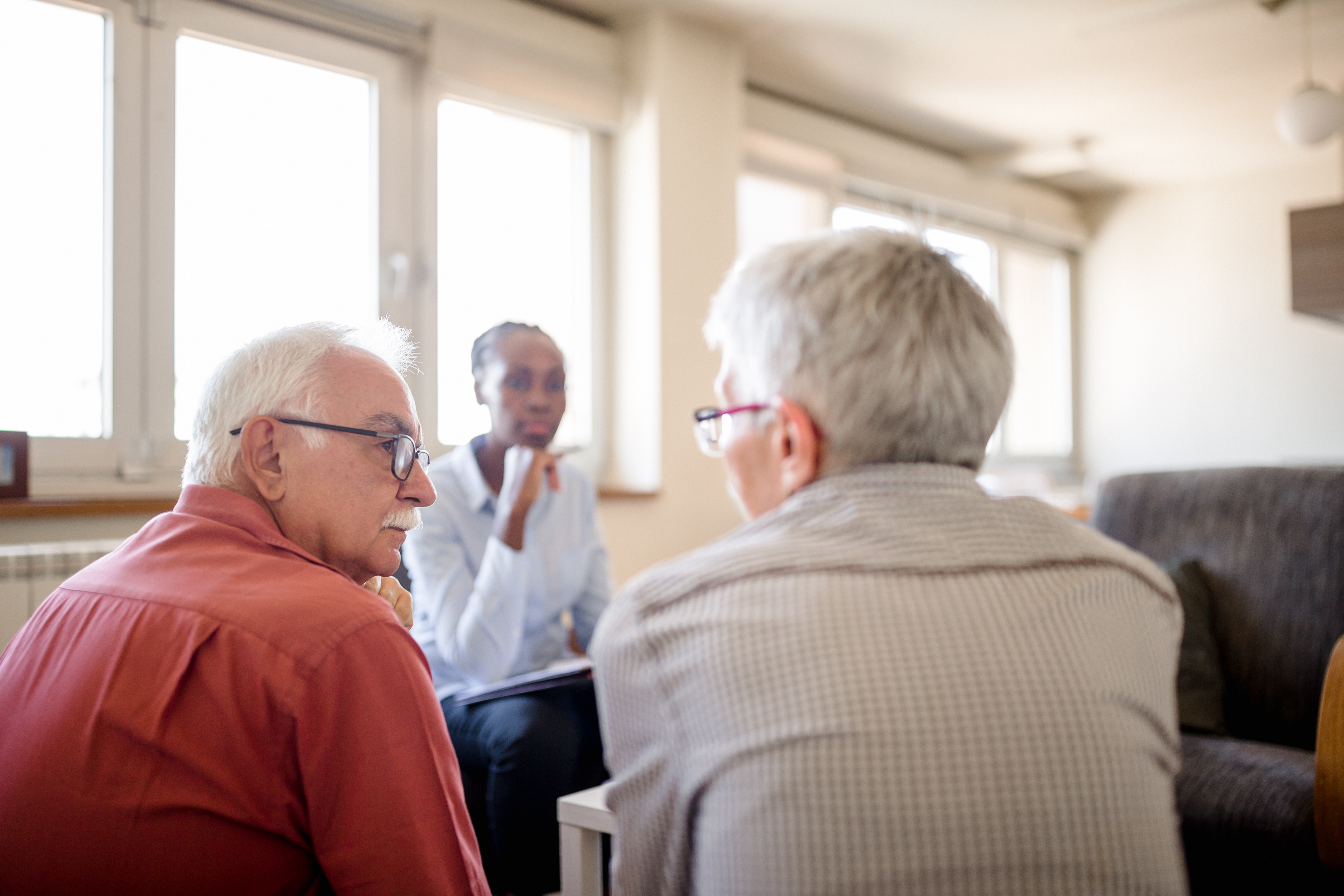 Senior couple home mental health therapy. Post pandemic depression. Belgrade, Serbia